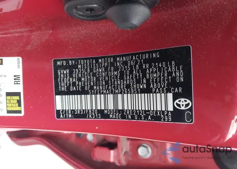 2021 Toyota Corolla Le from USA, damaged, VIN 5YFEPMAE7MP265951